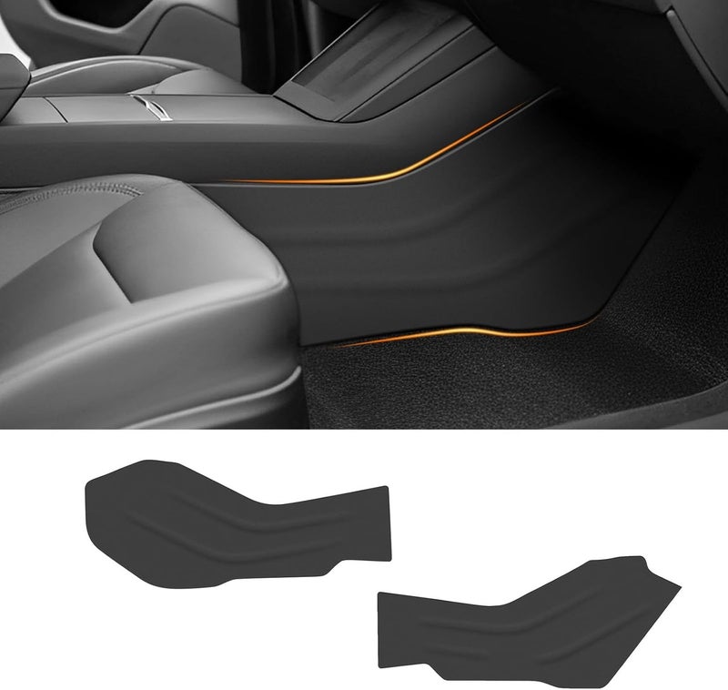 tslmodely 2024 2025 Tesla Model 3 Highland Center Console Anti Kick Mats 2PCS Dustproof Scratch Resistant TPE Seat Side Protector Cover Interior Accessories Leather Pad Lower Anti Kick Pads (Model 3 Highland) - Image 1